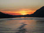 Leaving Juneau at sunset, heading for Skagway