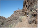 Oak Spring trail over the Chisos basin rim to the base of the Window