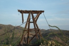 This tower still stands on the edge of a canyon