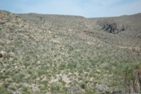 Two intact towers (just) visible from the trail