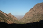 The early-morning view through the Window, from the Laguna Meadows trail