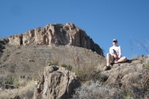 Janice eating lunch on the Boquillas Canyon rim