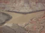 The Colorado River (right) merges with the Green River (left)