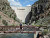 Charlie on the bridge below Morrow Point Dam