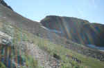 The trail up to the Sue Lake overlook was very steep (see a hiker reaching the pass).