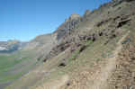 From the pass, you can look down towards the meadow and up towards the overlook.