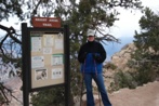 Janice at the Bright Angel trailhead, Grand Canyon