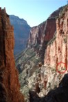 The trail is pretty exposed as it winds down Roaring Springs Canyon.