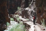 The trail mostly follows Bright Angel Creek.