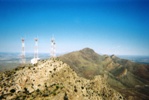 The radio towers on the ridge above McKelligan Canyon