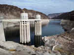 Lake Mead and the intake towers on the Arizona side