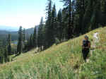 Janice on the trail to Bumpass Hell