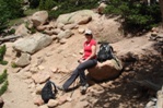 Janice having lunch just below treeline