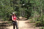 Janice on the trail down to Barr Camp