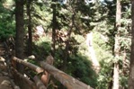 Janice on the switchbacks descending Mount Manitou, alomst down!