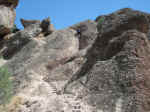 Janice climbing the steep section of the High Peaks trail