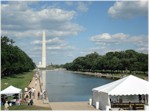 Looking across the reflecting pool to the Washington monument