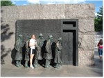 Jancie in a bread line at the Roosevelt memorial